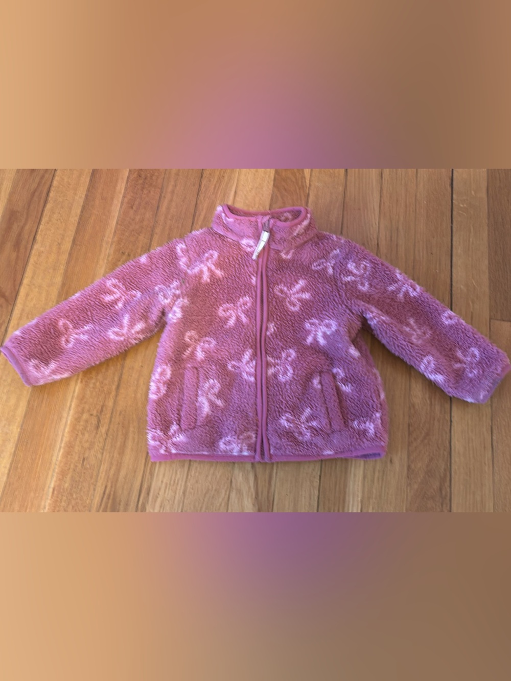 Cat & Jack Pink Bow Fleece Jacket 18 mo.